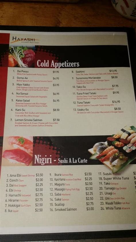 hayashi japanese restaurant gurnee menu  "Tends to be very crowded but has a lot of seating